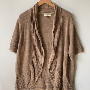Sonoma Boho Light Brown front draped Cardigan sweater, Size 2X